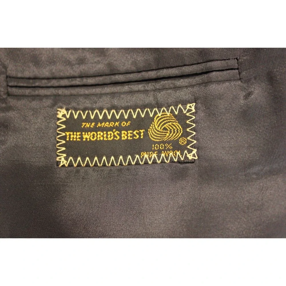 Embassy Square Vintage 2 Piece Suit Mens Gray Checked 40R Flat Fronts 34" W USA - Picture 9 of 13